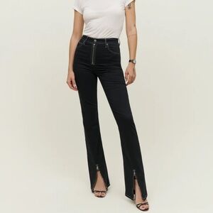 Reformation Toby Zip Front Ultra High Rise Bootcut Black Jeans Women's 27